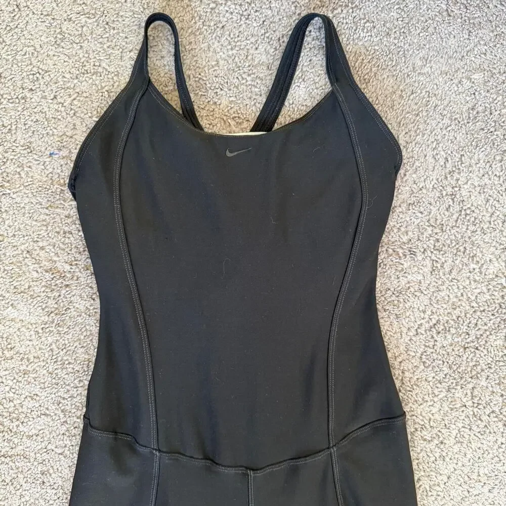 Vintage Y2K Nike black jumpsuit with built in bra and wide legs